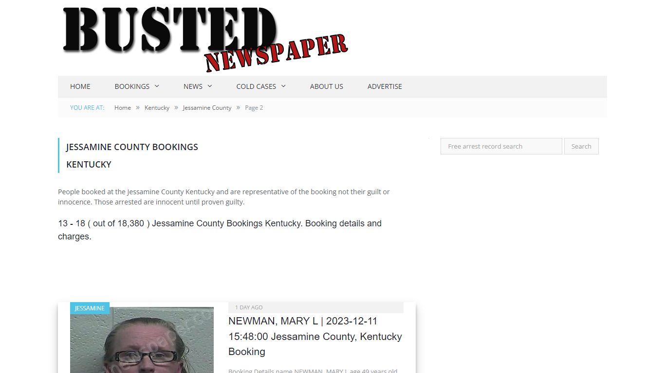 Jessamine County, KY Mugshots - page 2 - BUSTED NEWSPAPER